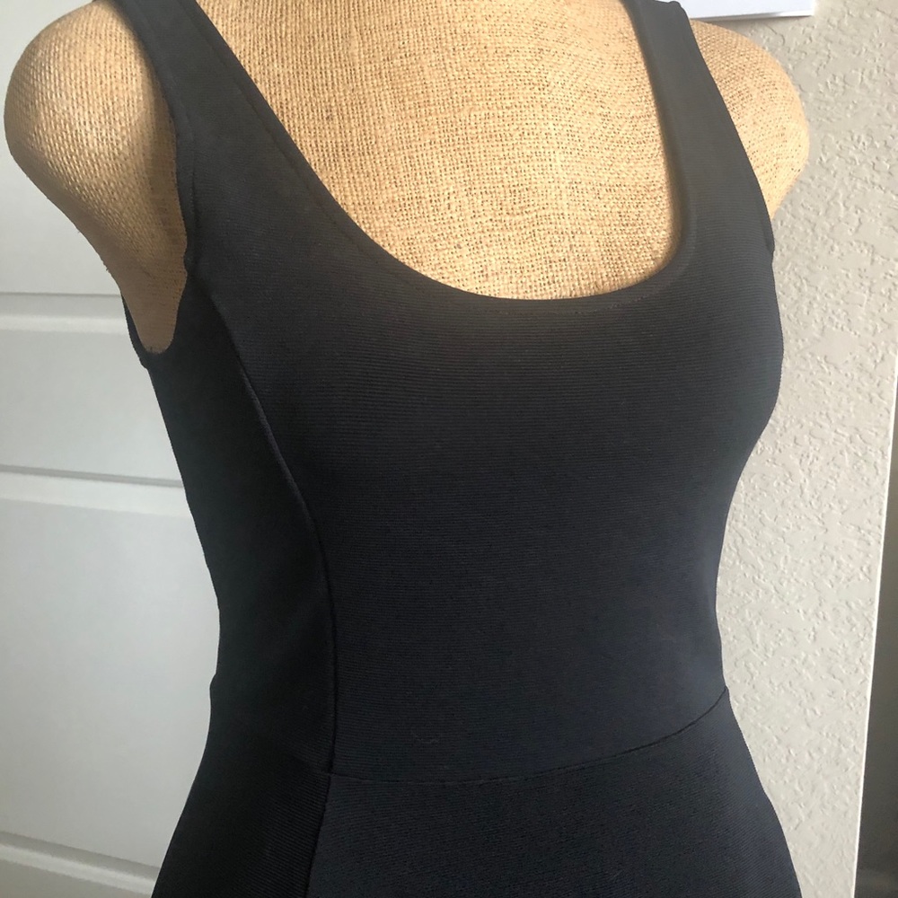Divided Ribbed Little Black Dress - Picture 3 of 8